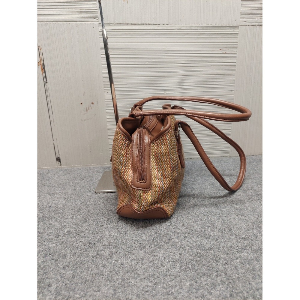 Croft & Barrow Women Shoulder Bag Small Brown Stripe Braided Leather Trim Casual - Picture 4 of 16